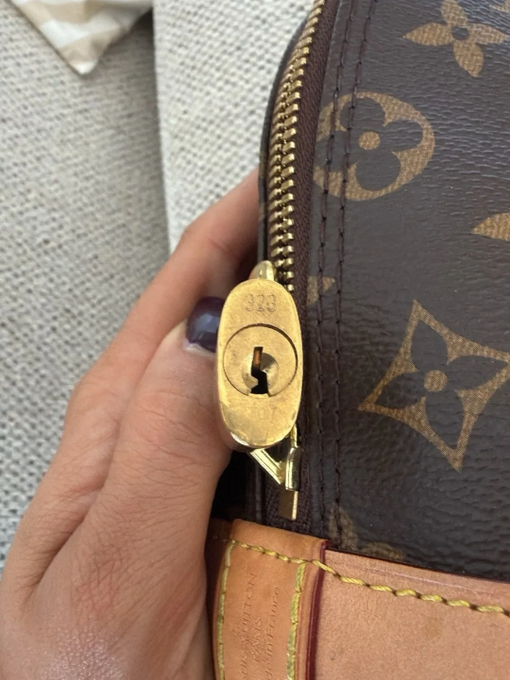 Louis Vuitton Monogram Alma BB Satchel in Brown and Tan - Picture 9 of 11